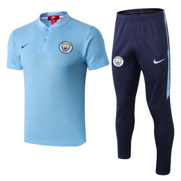 Polo Conjunto Completo Manchester City 2018-19 Azul Claro